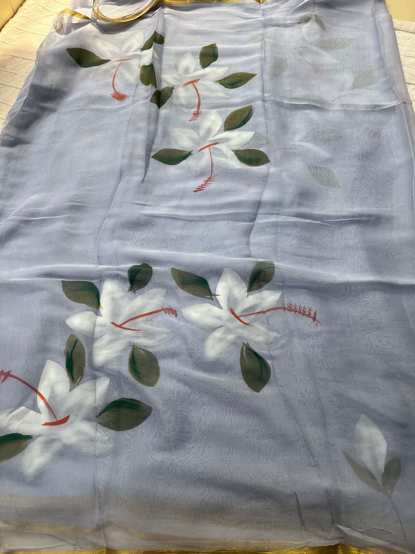 Hand-painted Chiffon Saree - Grey