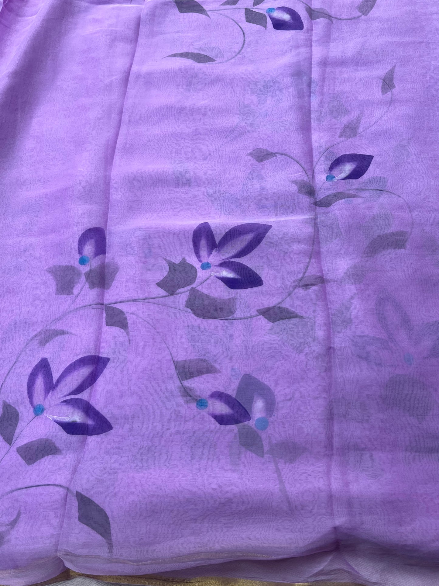 Hand-painted Chiffon Saree - Purple