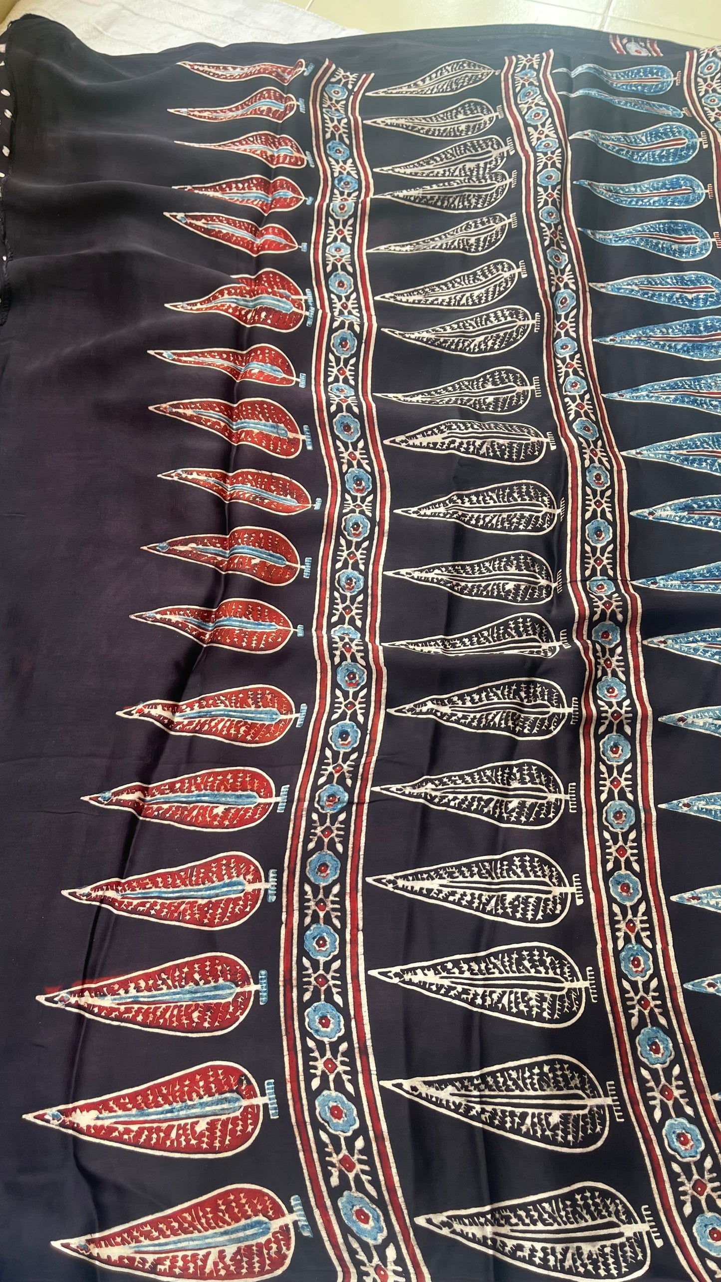 Pichwai Print Modal Silk Saree - Black
