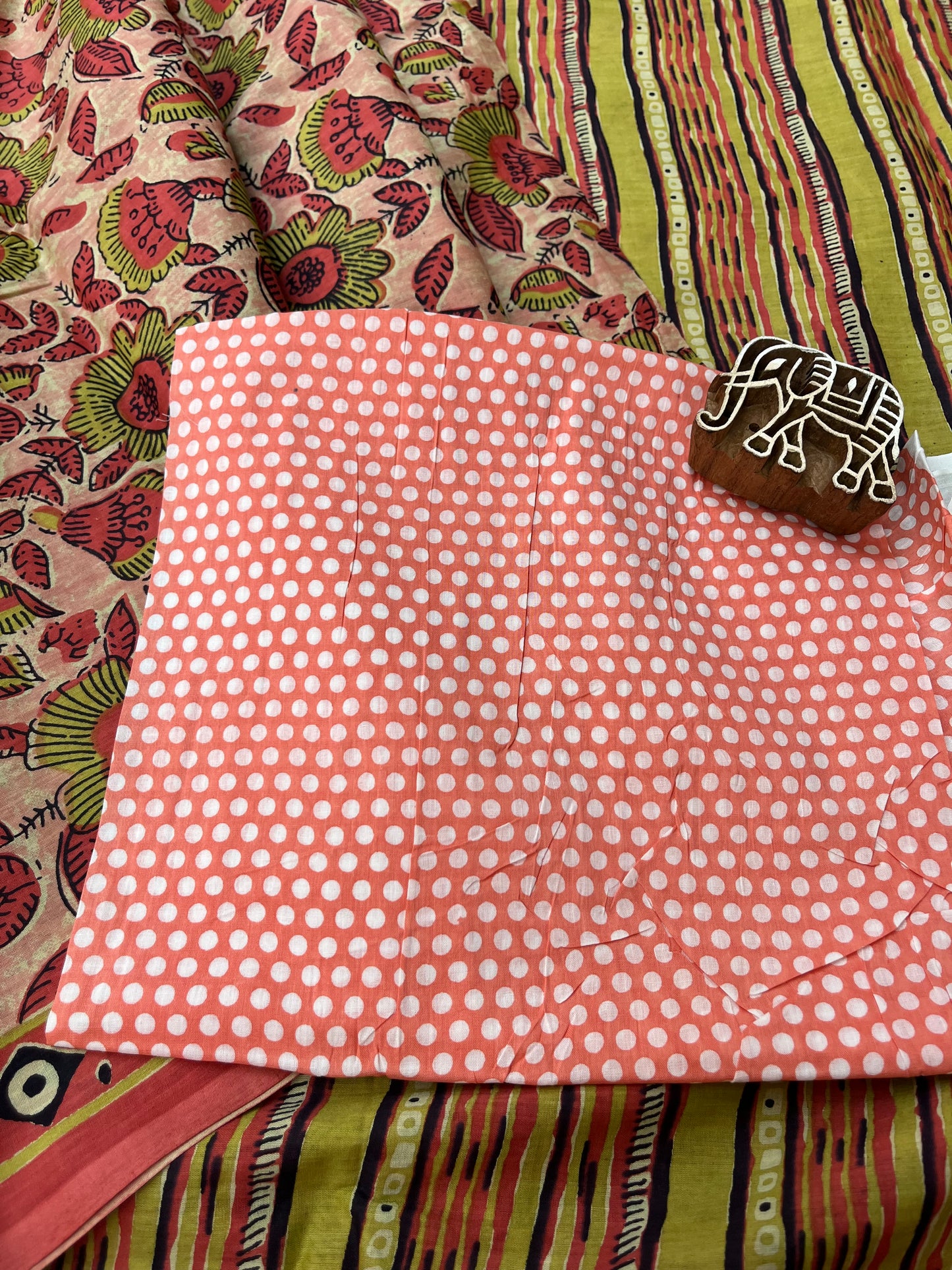 Vanaspati Print Mul Cotton Saree - Peach