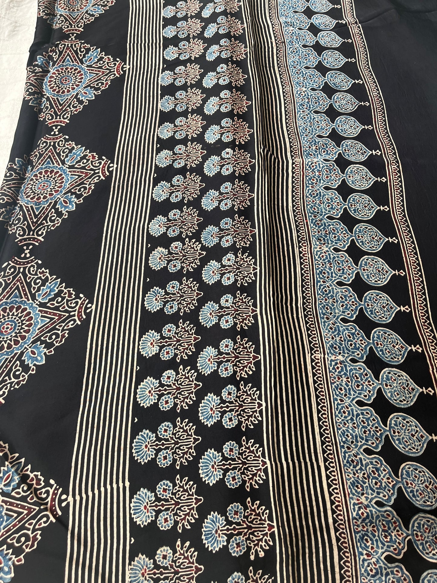 Titli Ajrakh Modal Silk Saree - Black