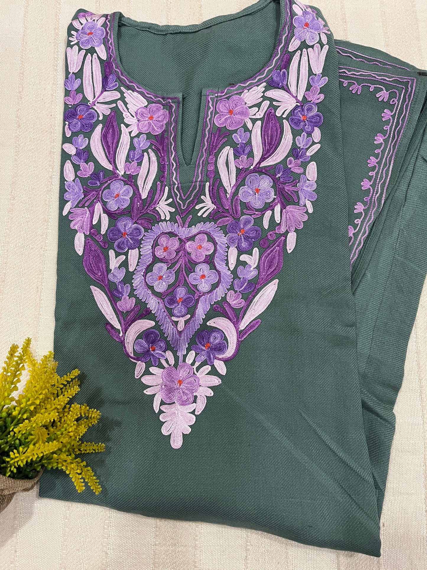 Kashmiri Aari Work Pheran- Ash Grey