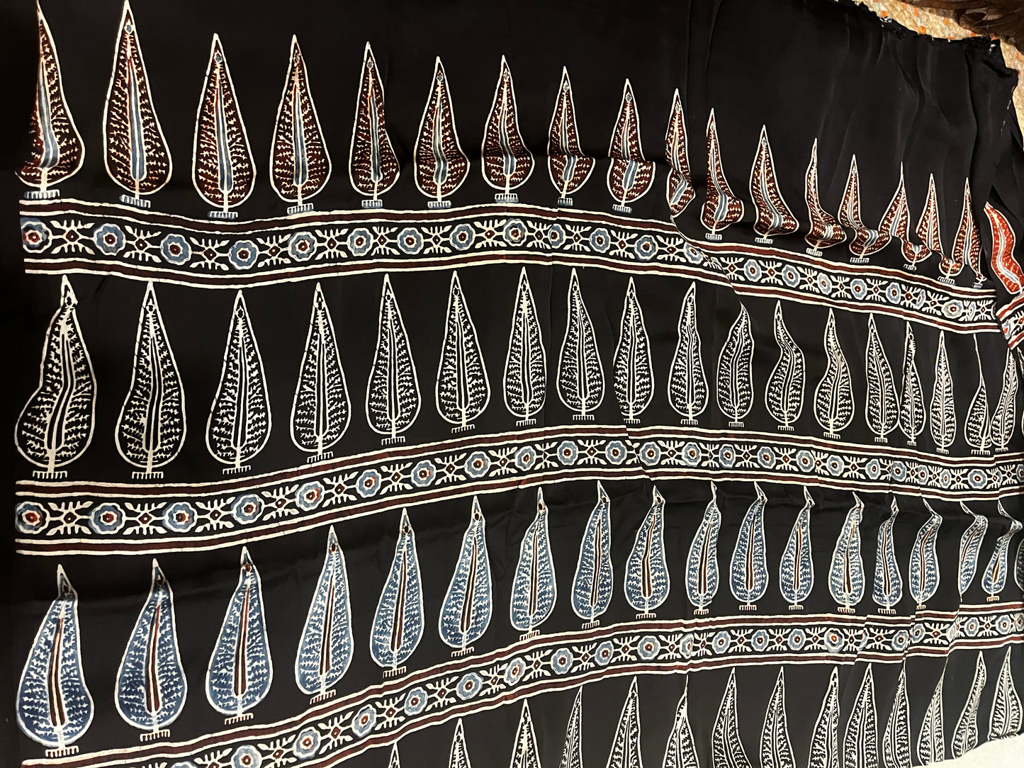 Pichwai Print Modal Silk Saree - Black