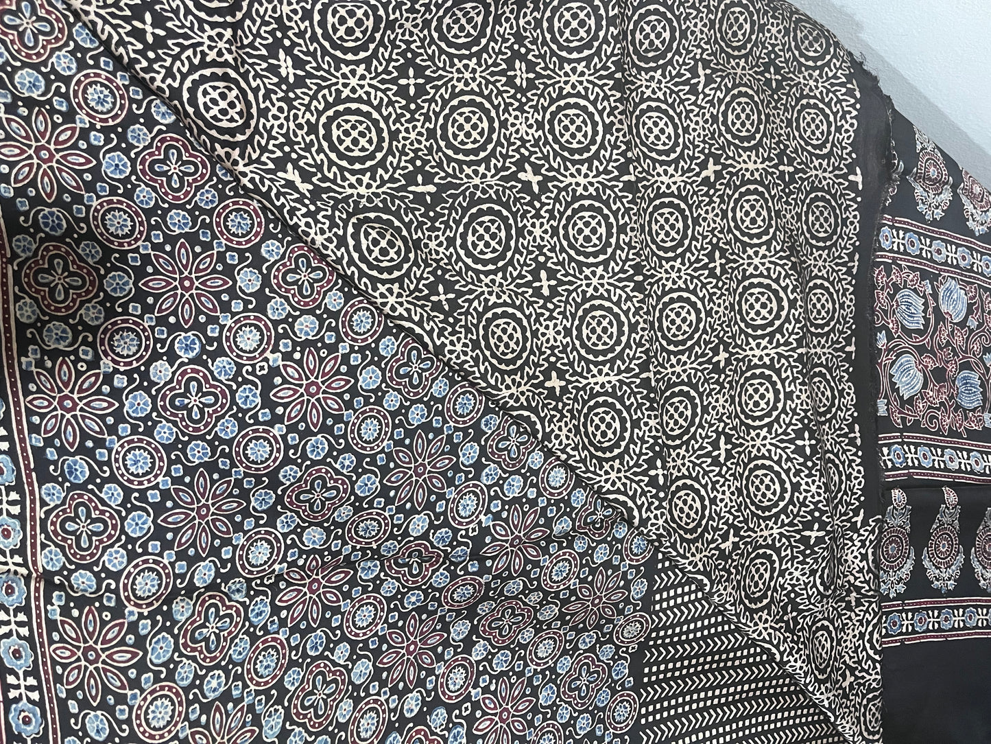 Ajrakh Modal Silk Saree - Black