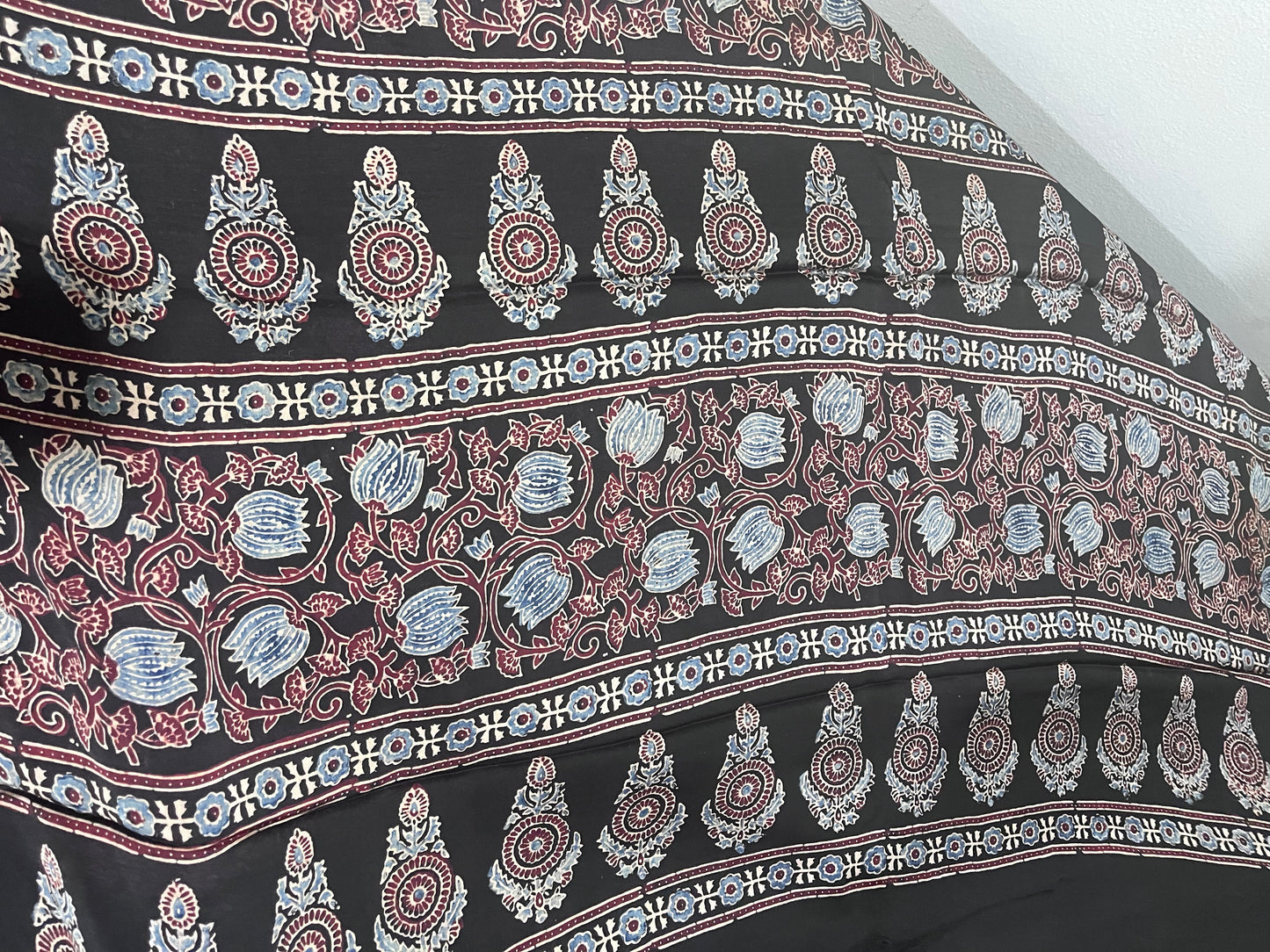 Ajrakh Modal Silk Saree - Black
