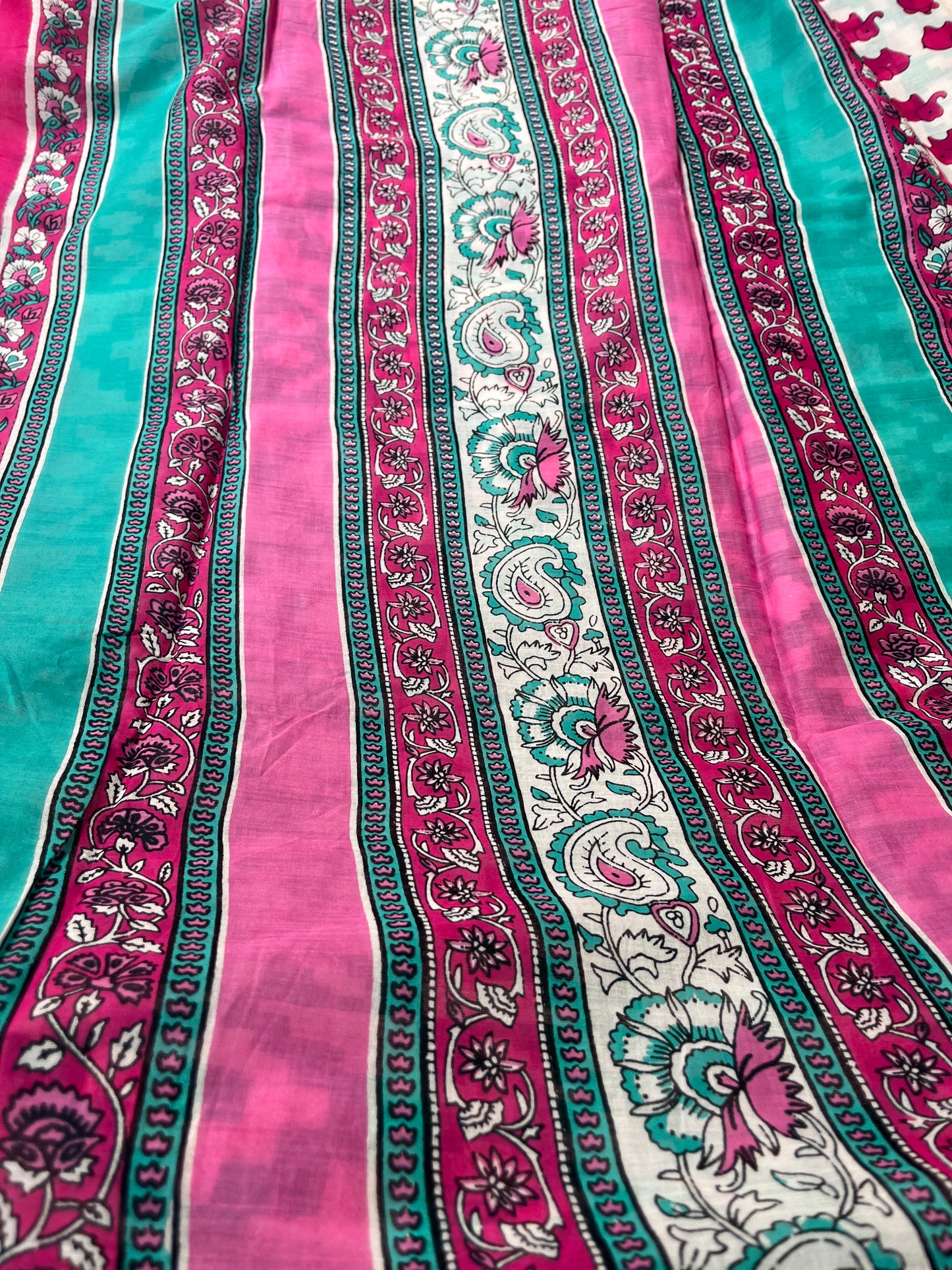 Pink Elephant Quirky Mul Cotton Saree