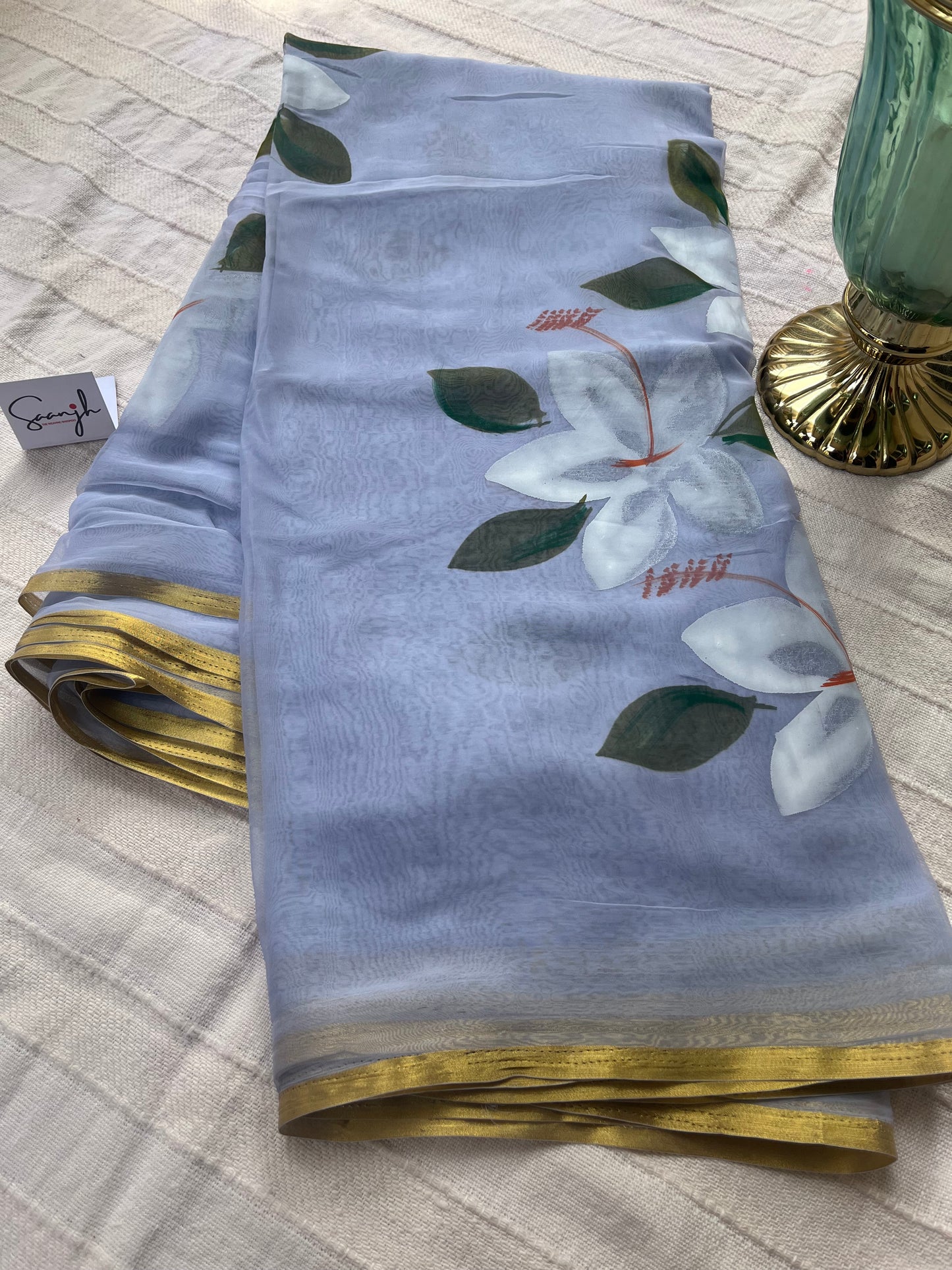 Hand-painted Chiffon Saree - Grey