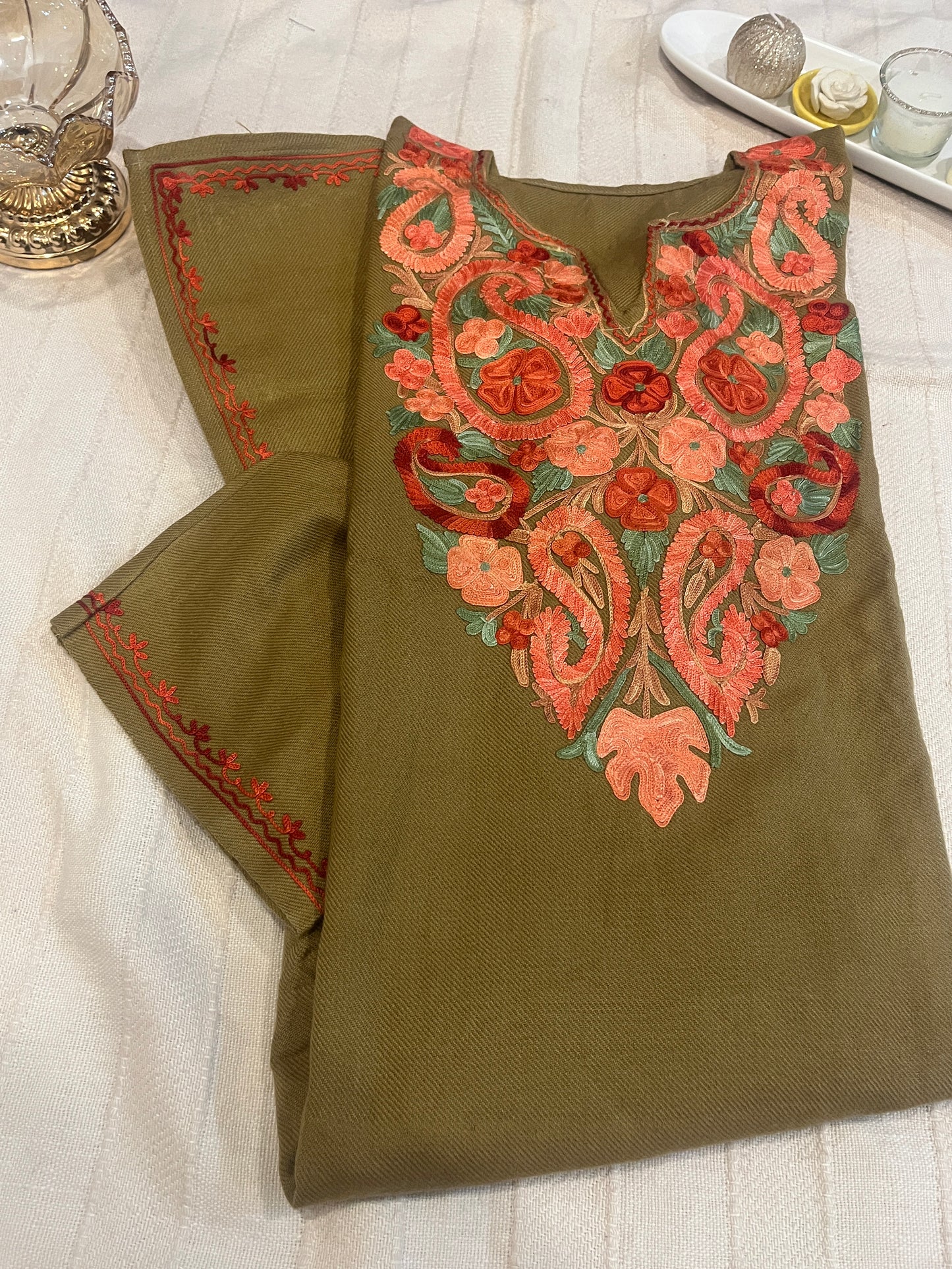 Kashmiri Aari Work Pheran - Beige