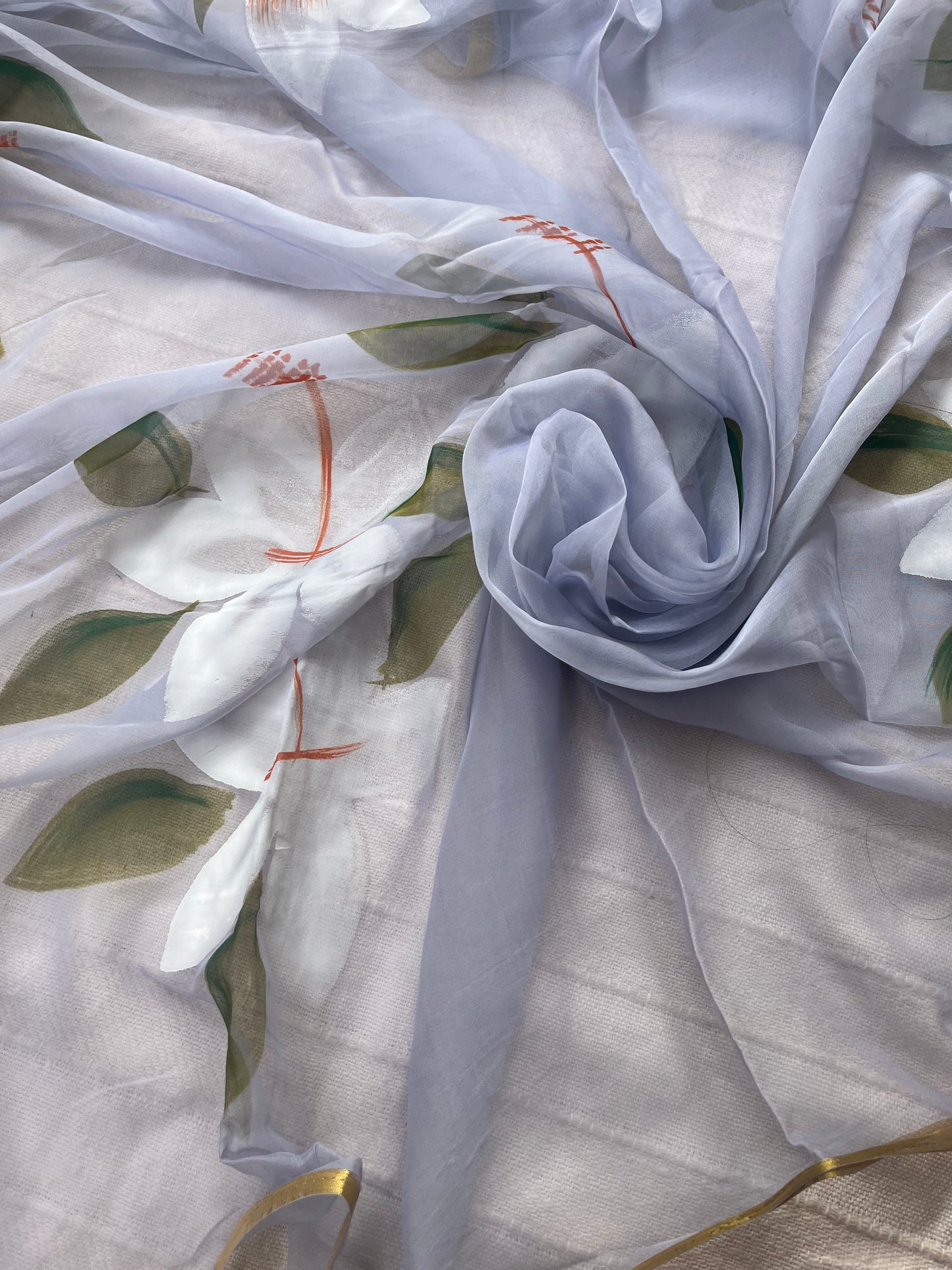 Hand-painted Chiffon Saree - Grey
