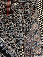 Contemporary Ajrakh Modal Silk Saree - Black