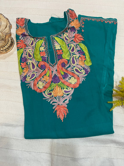 Kashmiri Aari Work Pheran - Sea Green