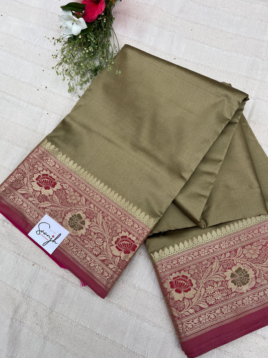 Banarasi Soft Silk Saree - Beige-Pink