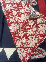 Contemporary Ajrakh Mul Cotton Saree - Black with Temple Border