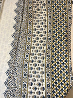 Ajrakh Modal Silk Saree - Off-White Lotus Motifs