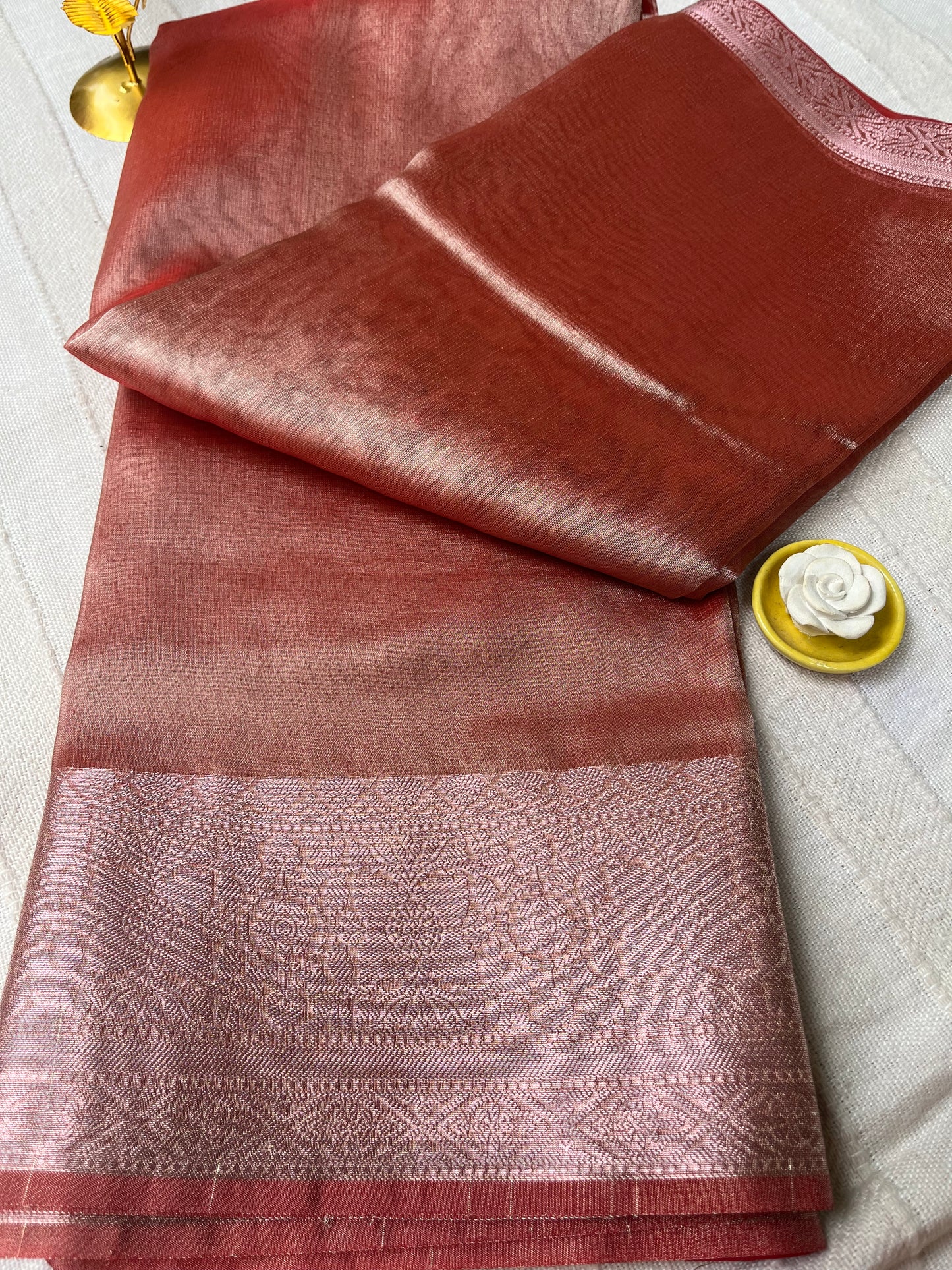 Banarsi Tissue Saree - Metallic Red