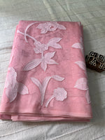 Pure Organza Applique Work Saree - Peachy Pink