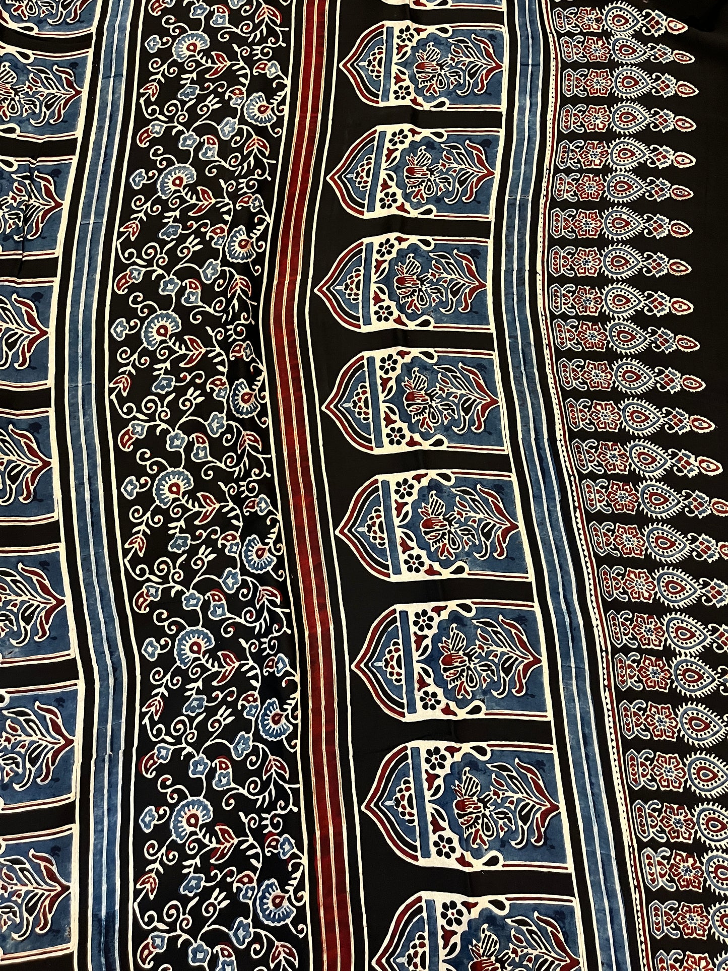 Contemporary Ajrakh Modal Silk Saree - Black