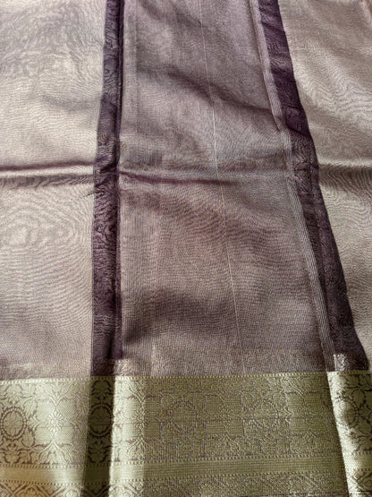 Banarsi Tissue Saree - Metallic Brown