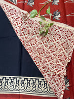Contemporary Ajrakh Mul Cotton Saree - Black & Red