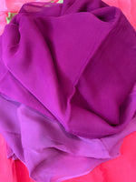 Pure Plain Ombre Chiffon Saree - Wine