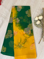 Semi Chiffon Floral Saree Dual Tone - Yellow-Green