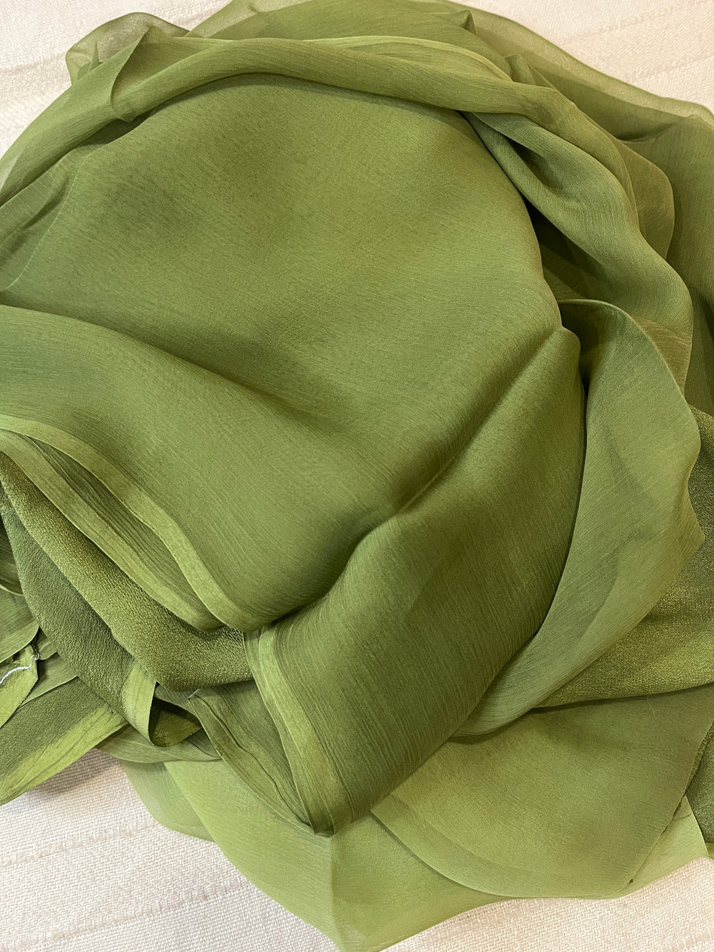 Pure Plain Ombre Chiffon Saree - Mehendi Green