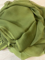 Pure Plain Ombre Chiffon Saree - Mehendi Green