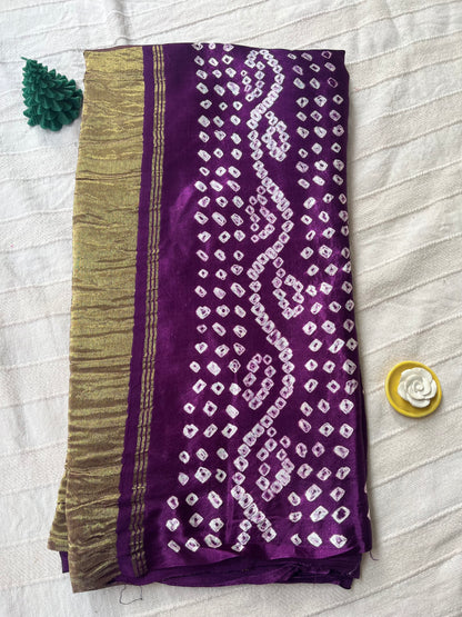 Bandhani Modal Silk saree with Tissue Palla - Purple