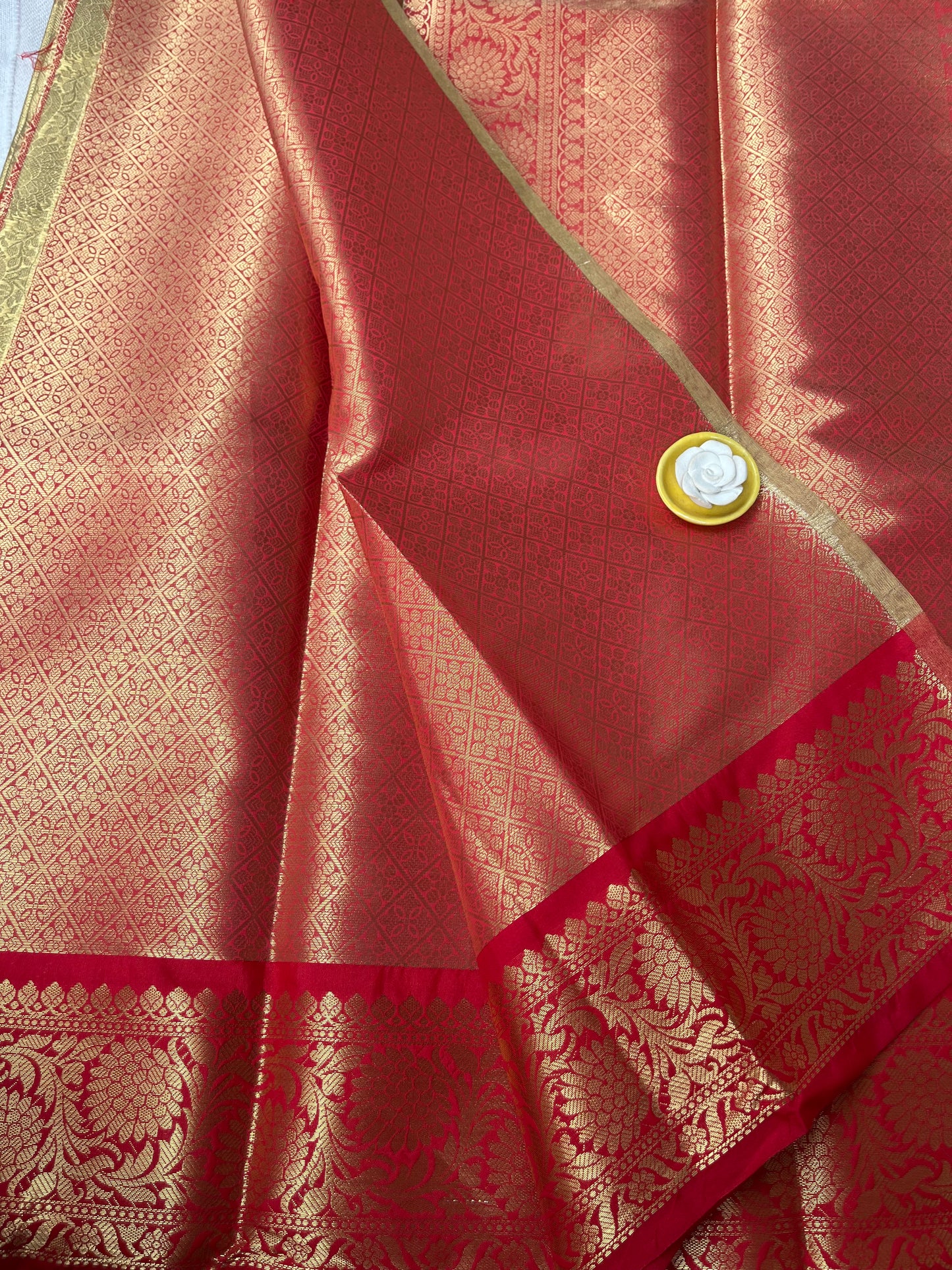 Kanjiwaram Tissue Tanchui Soft Silk Saree - Red Gold