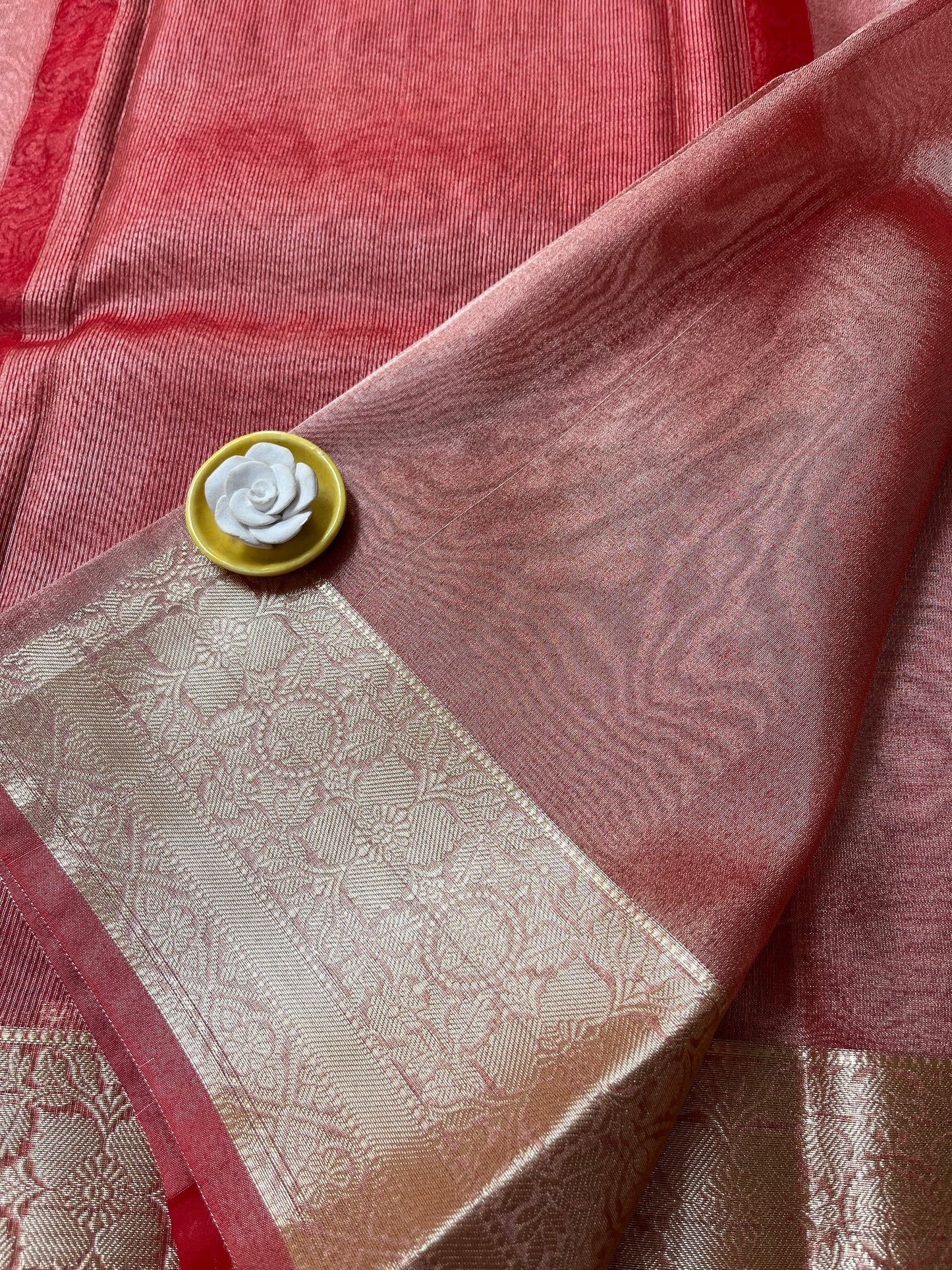 Banarsi Tissue Saree - Metallic Red