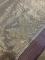 Pitta Work Crepe Tissue Saree - Lavender