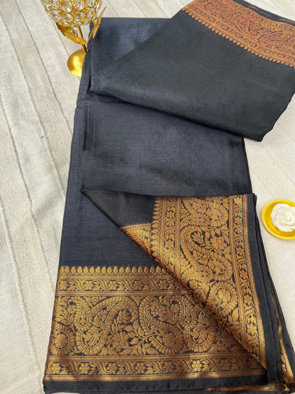 Banarsi Warm Silk Saree - Black Gold