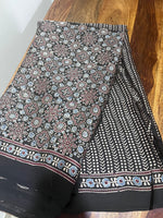 Ajrakh Modal Silk Saree - Black
