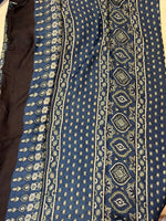 Contemporary Ajrakh Modal Silk Saree - Indigo-Green