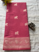 Mercerised Cotton Saree with Cow Weaving - Baby Pink