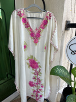 Crush Cotton Aariwork Kaftan - White