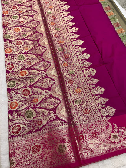 Banarasi Soft Silk Saree - Beige-Pink