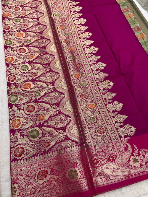 Banarasi Soft Silk Saree - Beige-Pink