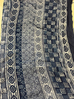 Indigo Handblock Linen Cotton Saree