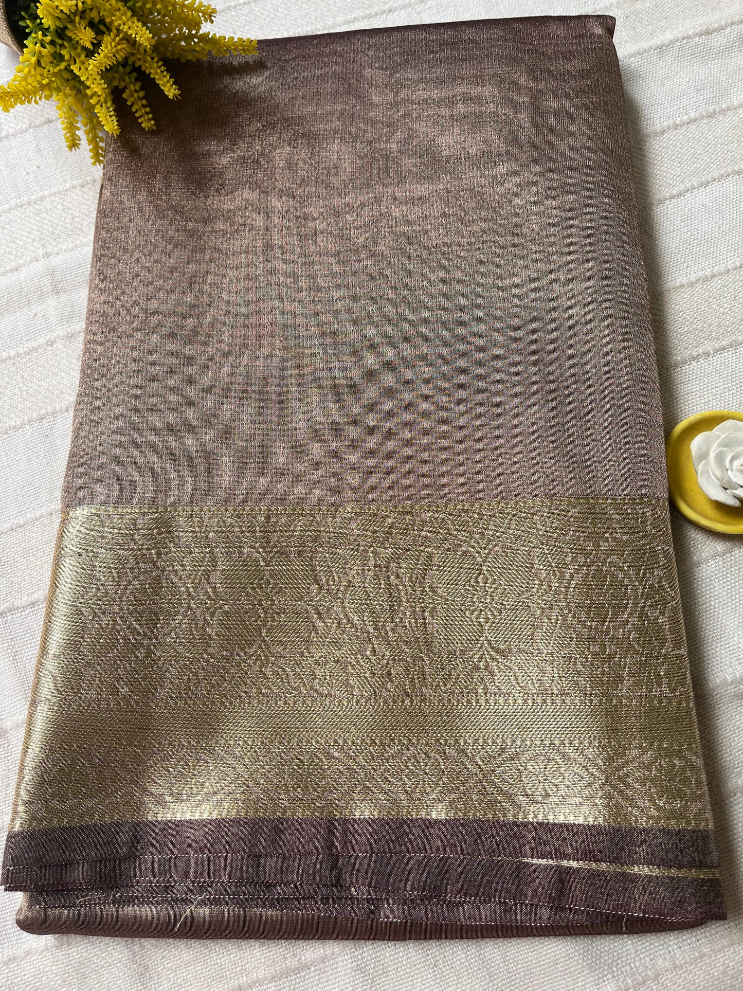 Banarsi Tissue Saree - Metallic Brown