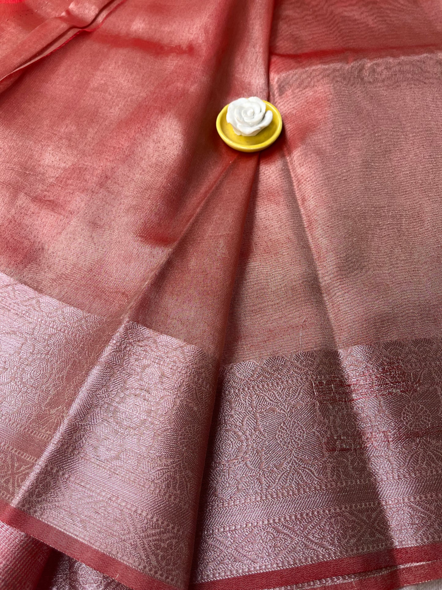 Banarsi Tissue Saree - Metallic Red