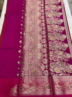 Banarasi Soft Silk Saree - Red-Pink
