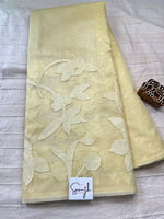 Pure Organza Applique Work Saree - Lemon