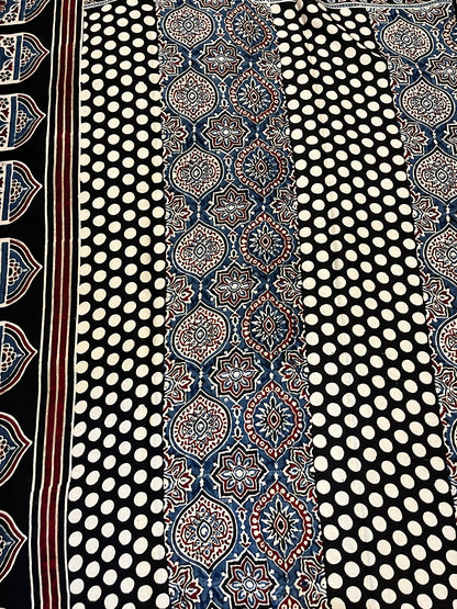 Contemporary Ajrakh Modal Silk Saree - Black