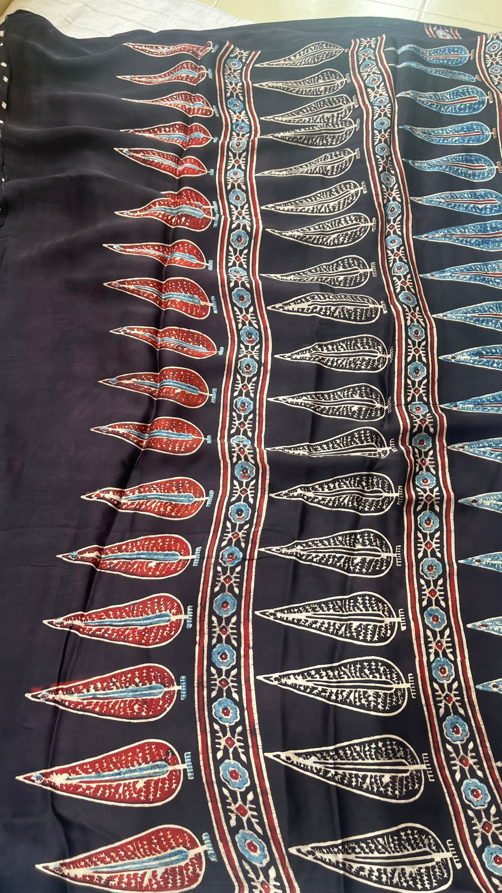 Pichwai Print Modal Silk Saree - Black