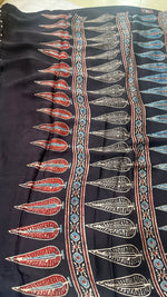 Pichwai Print Modal Silk Saree - Black