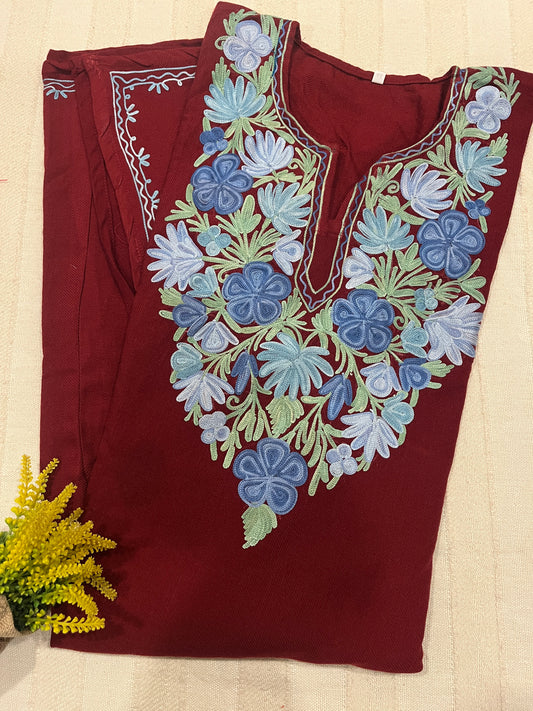 Kashmiri Aari Work Pheran - Maroon