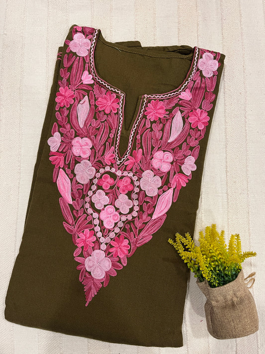 Kashmiri Aari Work Pheran - Brown