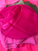 Pure Plain Ombre Chiffon Saree - Hot Pink