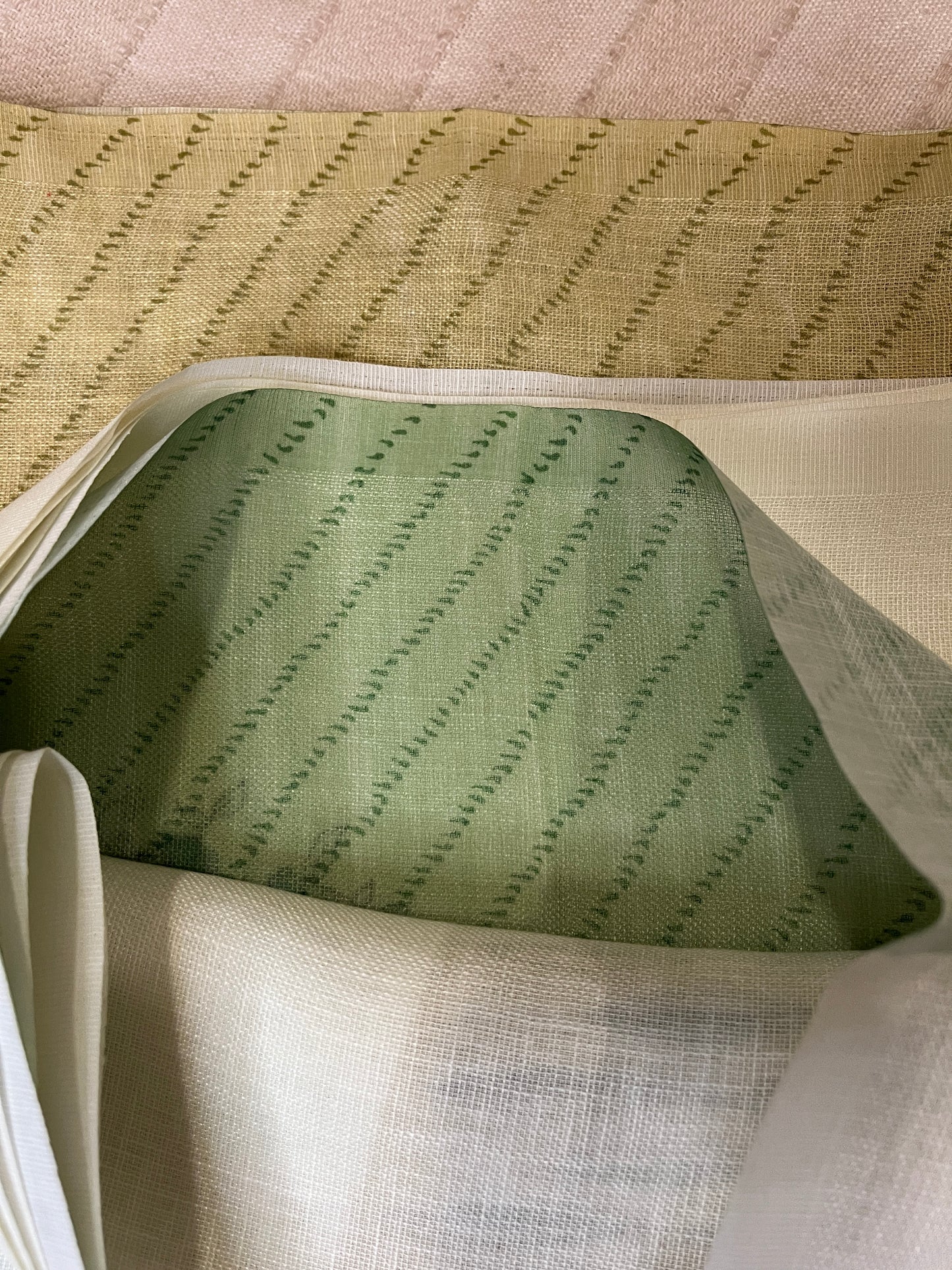 Quirky Linen Cotton Saree - Mehendi Green Elephants